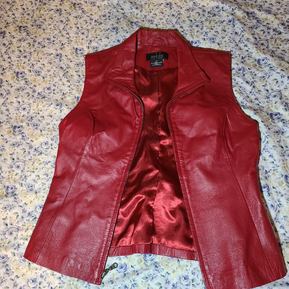 Elegant Red Leather Vest for Women
